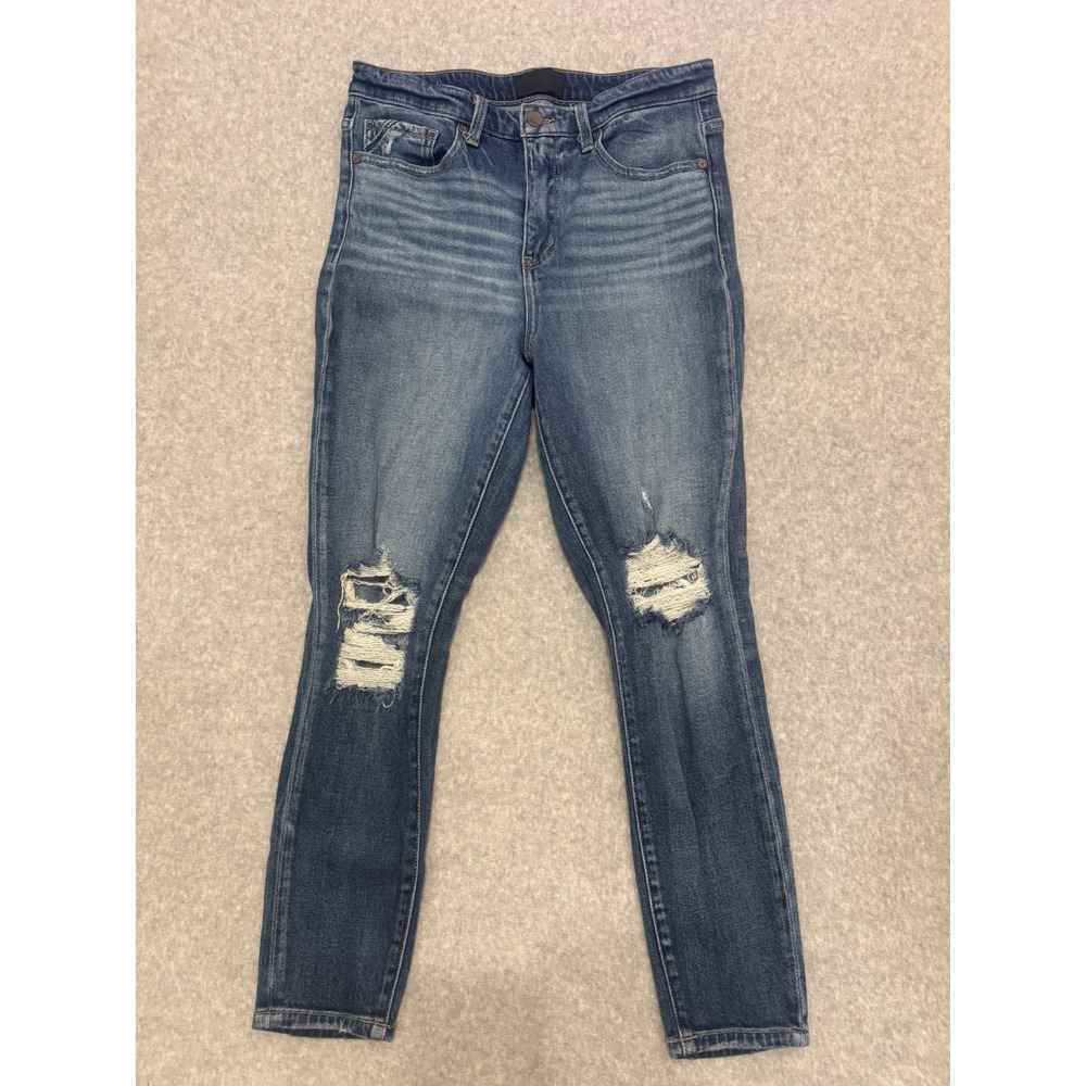 Buckle Black Distressed Skinny Jeans Womens 29 Medium Wash Ripped High Rise